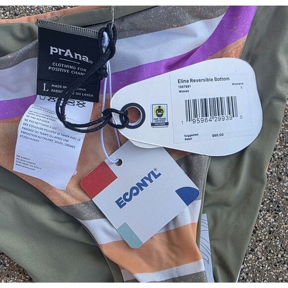 prAna Willow Falls Rever Top Sz M Elina Rever Bottom Sz L 3 In One Bikini NWT - Picture 8 of 9